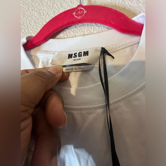 NEW MSGM Logo Printed Crewneck White T-Shirt Size XL - Picture 11 of 12